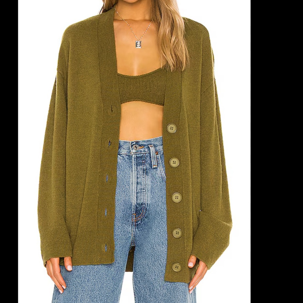 Olive Green Women's Sweater Cardigan